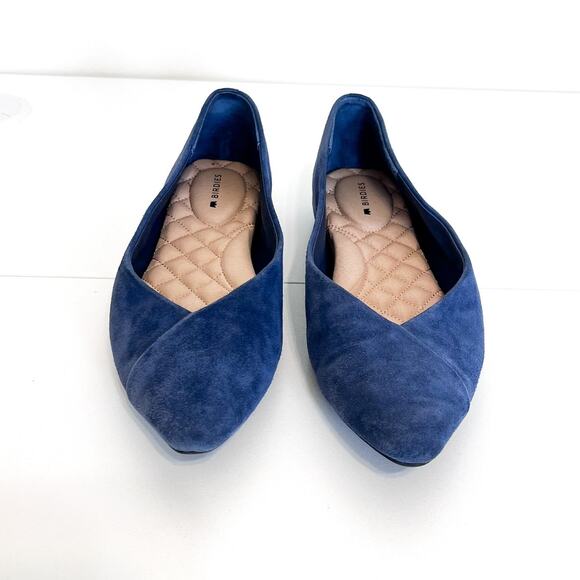 Birdies Suede Womens Ballet Flats Shoes Size 6 Blue Pointed Toe Slip On Leather - Picture 2 of 10